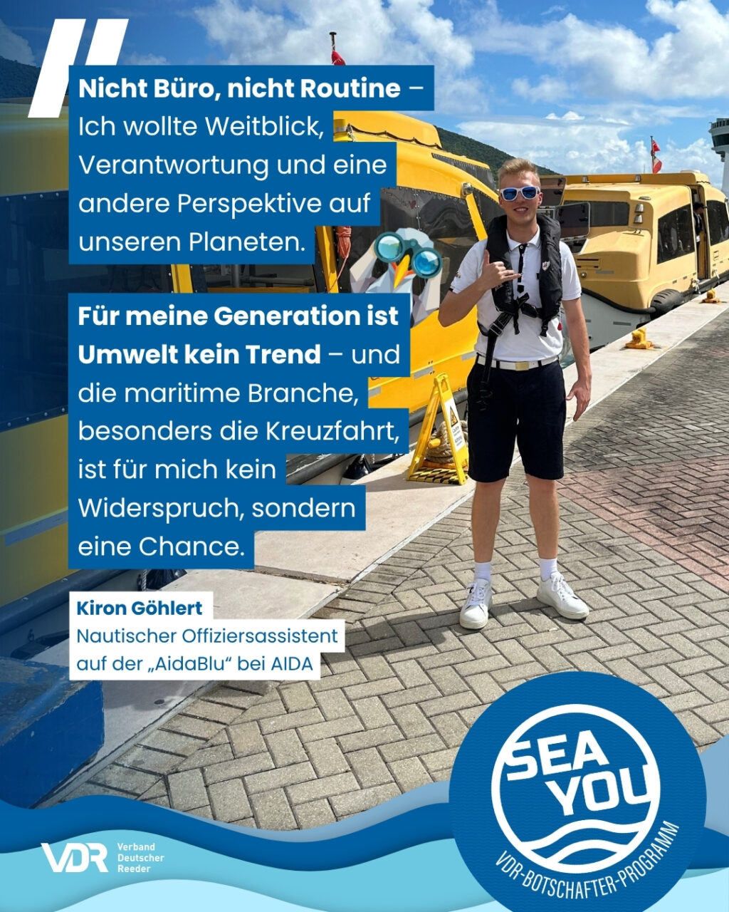 Abbildung eines Instagram Posts einer Teilnehmerin am VDR-Botschafter-Programm "Sea You".