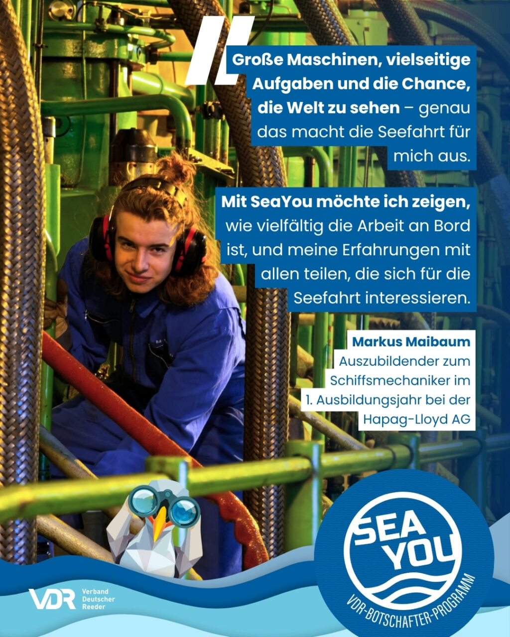 Abbildung eines Instagram Posts einer Teilnehmerin am VDR-Botschafter-Programm "Sea You".